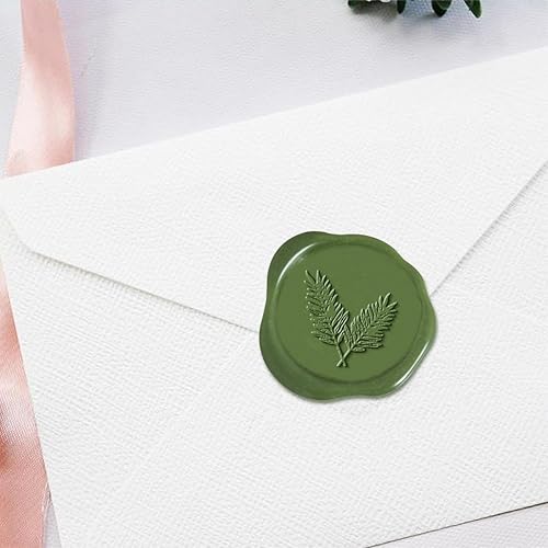 Calcomanías adhesivas de helecho plateado, 25 unidades, prefabricadas con cera de sellado real (verde brillante)