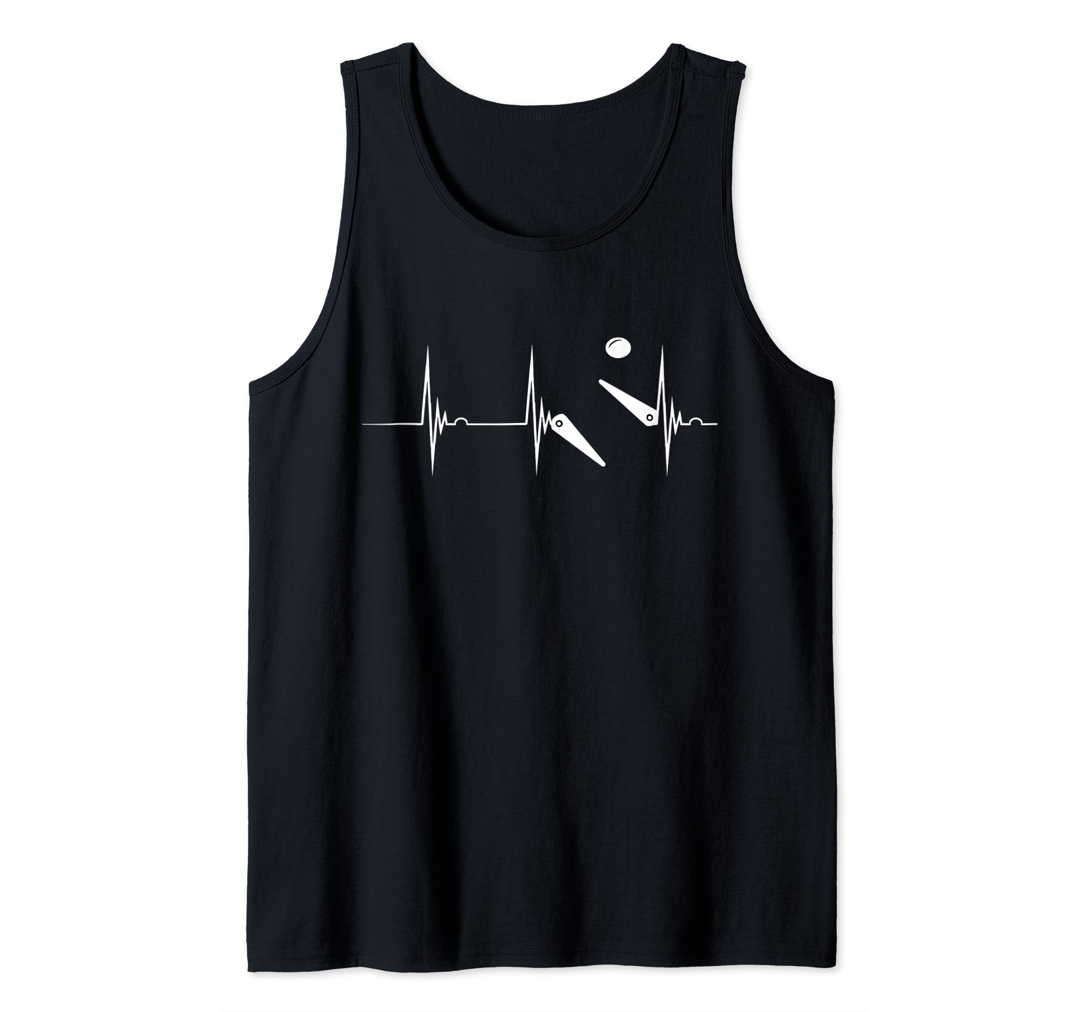 Pinball Heartbeat ECG Pulse Pinball Player Flipper Machine Tank Top, Black