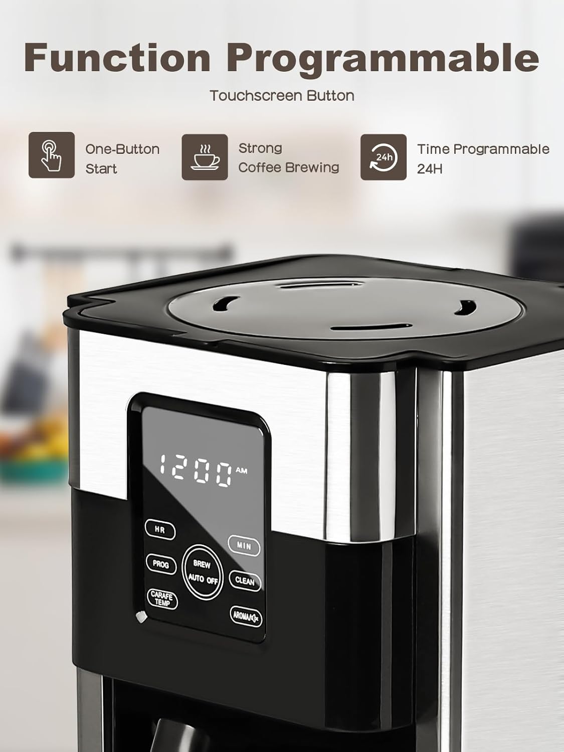 Homtone Coffee Maker control panel showing programmable function