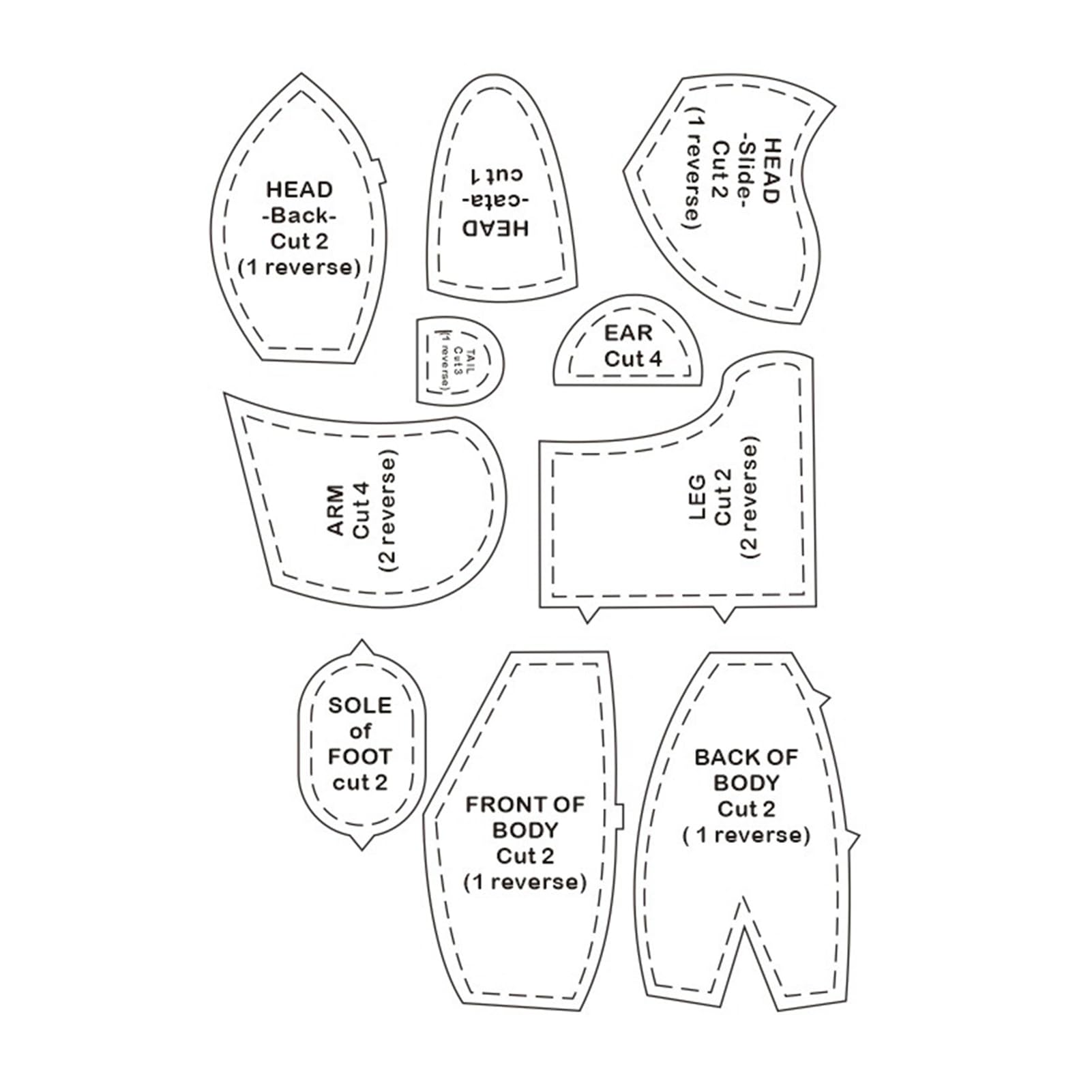 Luojuny Large Memory Bear Pattern Sewing Templates, 10Pcs 10/12/15 Inch Sewing Ruler Set With Instructions, Beginner Acrylic Memory Bear Sewing Pattern Template Cutting Set For Sewing Home Art Craft