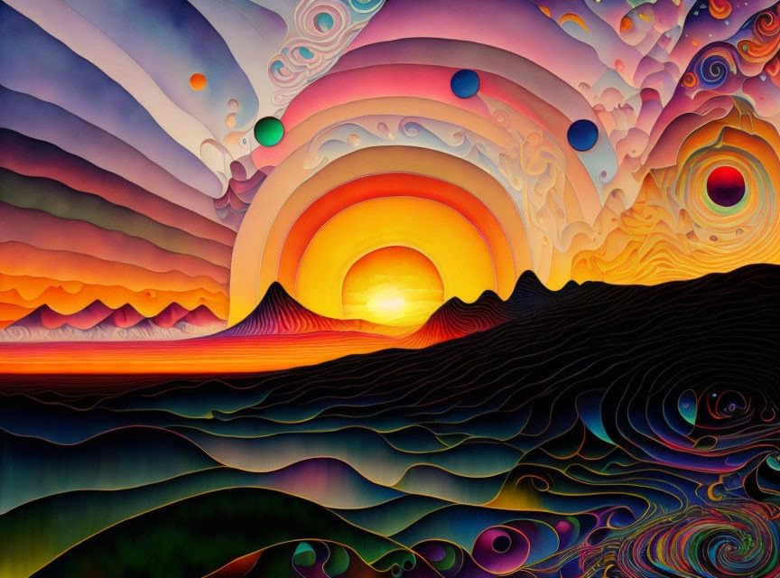 Toile fantastique paysage mystique coloré sans cadre 58 x 90 cm