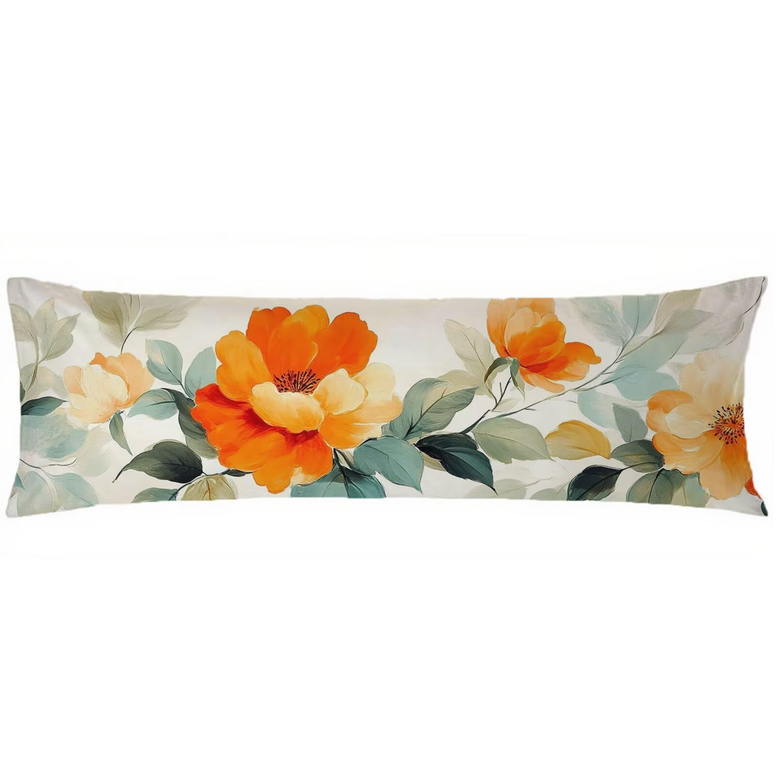 Taies d'oreillers couleur orange fleurs 60x180cm pour des nuits sereines