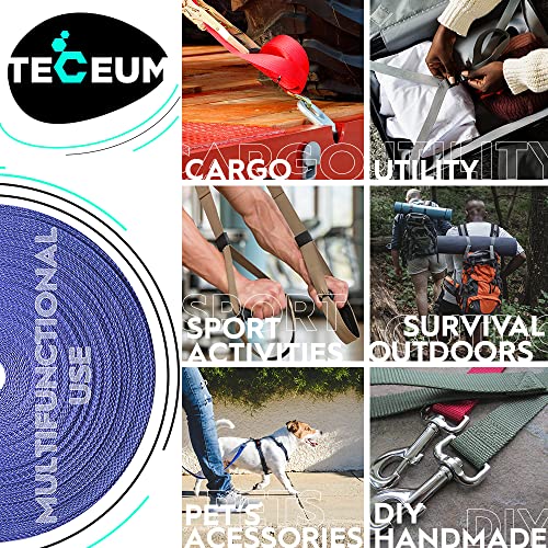Image of TECEUM 3 /4 inch & 5 /8 inch & 1 inch & 1.5 inch & 2 inch Webbing - 10 25 50 Yards - 40+ Colors - Heavy Duty 1 Inch 1.5 Inch 2 Inch Backpack Straps - Webbing for Outdoors Indoors Crafting DIY