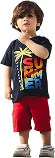طقم صيفي مطبوع بكلمة "Summer" مكون من قطعتين تيشرت نصف كم وشورت للأولاد من اكسيس كيدز (عبوة من طقم واحد)