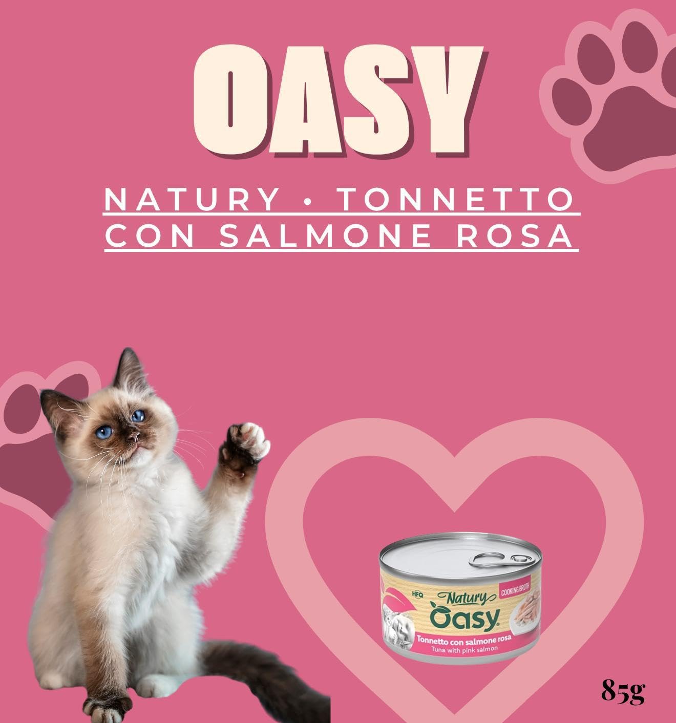 Oasy - Humo para gatos Natury Cooking Broth, sabor atún con salmón rosa, suaves filos naturales en caldo de cocción para gatos adultos de todos los tamaños y razas | 12 latas de 85 gramos cada una.