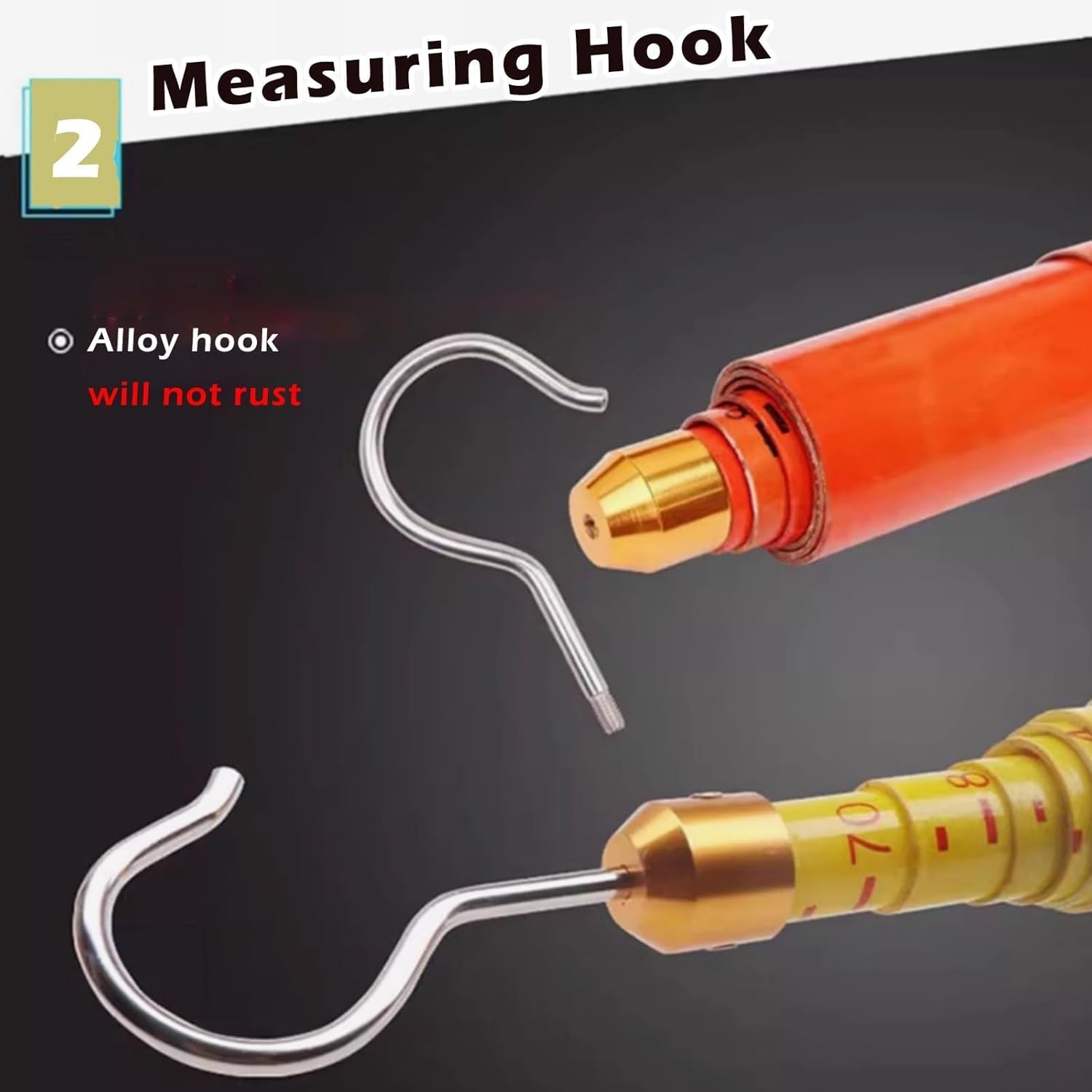 High Voltage Measuring Stick 6m/19.7ft - Retractable Insulated Epoxy Resin Height Measuring Pole for Outdoor Use, Lightweight Surveying Tool with Hook (1 Pack)