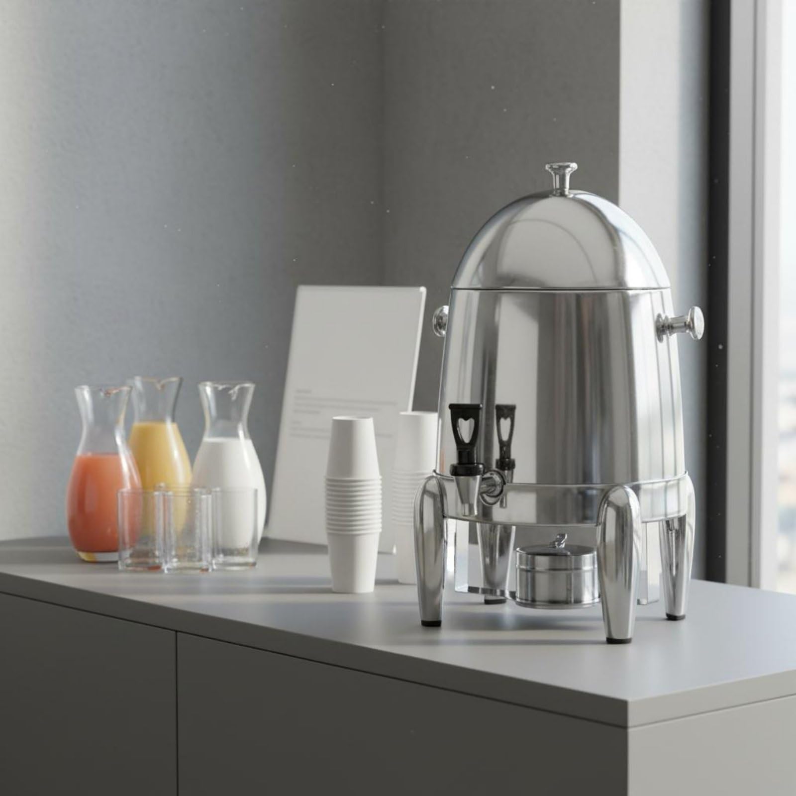 Contenitore Termico Termica con Rubinetto Uso Commerciale Contenitore Termico da Buffet Doppia Parete Brocca Isolata Grande per Ristoratori, Argento, Argento, Acciaio Inossidabile