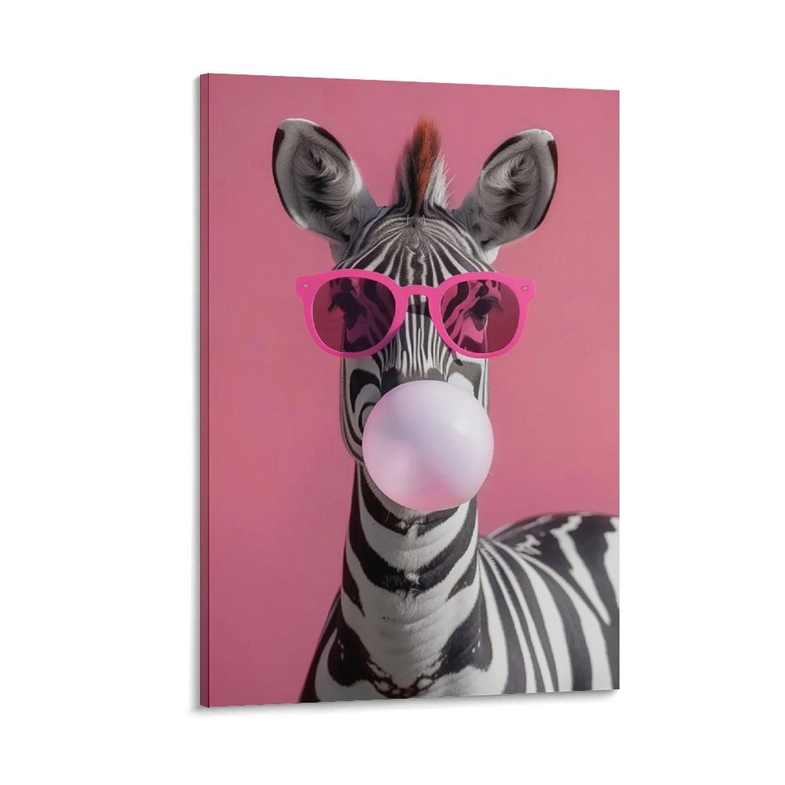 QZFNCOYU Bubblegum Pink Zebra Print Abstract Art Poster Canvas Poster Bedroom Decor Landscape Office Room Decor Gift 12x18inch(30x45cm)