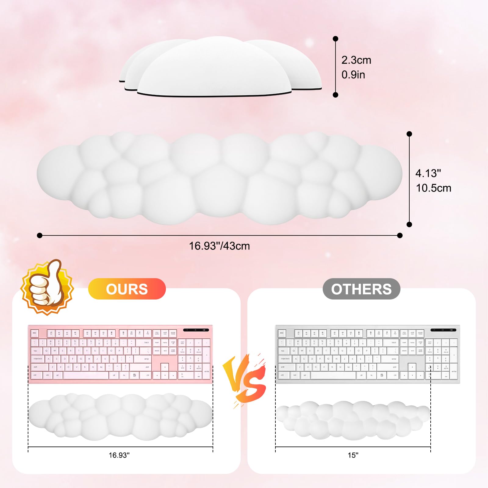 ELZO Upgrade Cloud Keyboard Wrist Rest 2024, 17