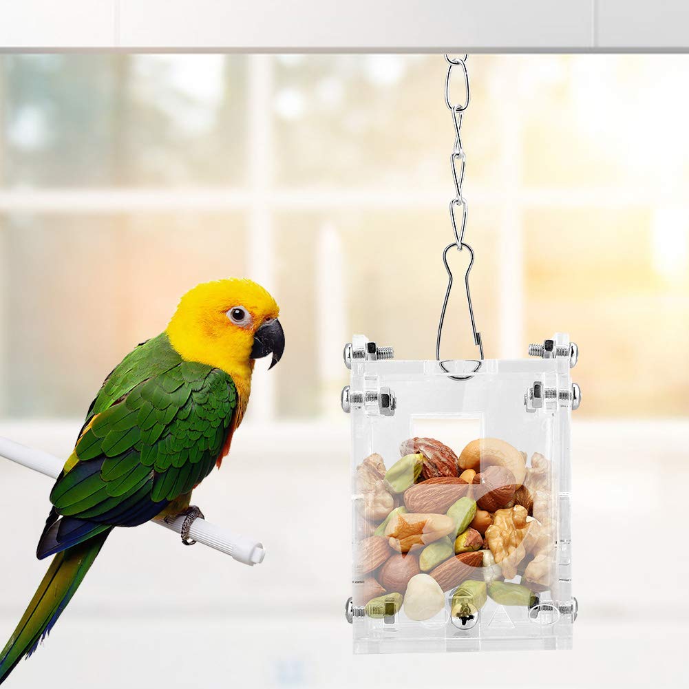 GLOGLOW Puzzle Foraging Interactive Bird Food Dispenser Basket Acrylic Feeder, Transparent High Temperature Proof Puzzle Food Basket for Birds Hamster Rabbit Squirrel Bird