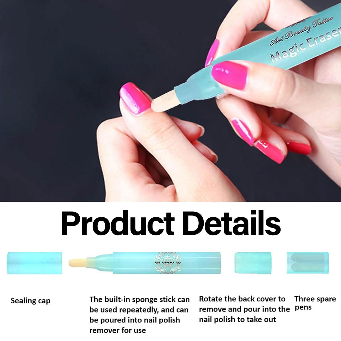 Bolígrafos correctores de Esmalte de uñas Azul Rosa Morado