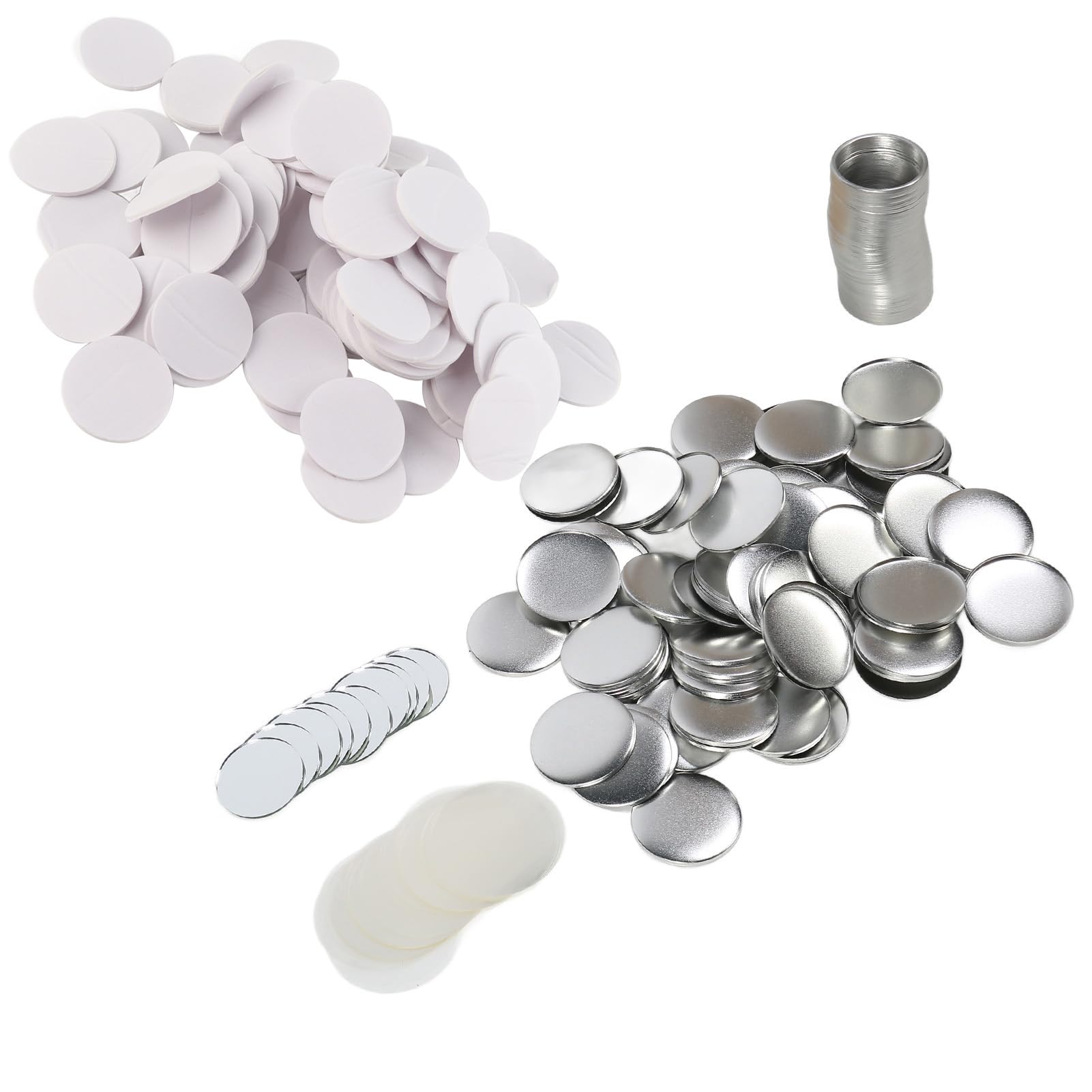 Mirror Round Buttons Parts DIY Blank Rustproof Tinplate Button Maker Supplies for Handcraft Craft 100 Sets Holiday Gift
