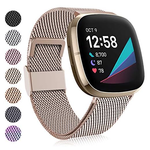 Faliogo Kompatibel med Fitbit Versa 3 rem/Fitbit Sense Strap, Justerbart rostfritt stål Metall Ersättningsrem Armband med magnetlås för Fitbit Versa 3/Sense, Liten Vintage Guld