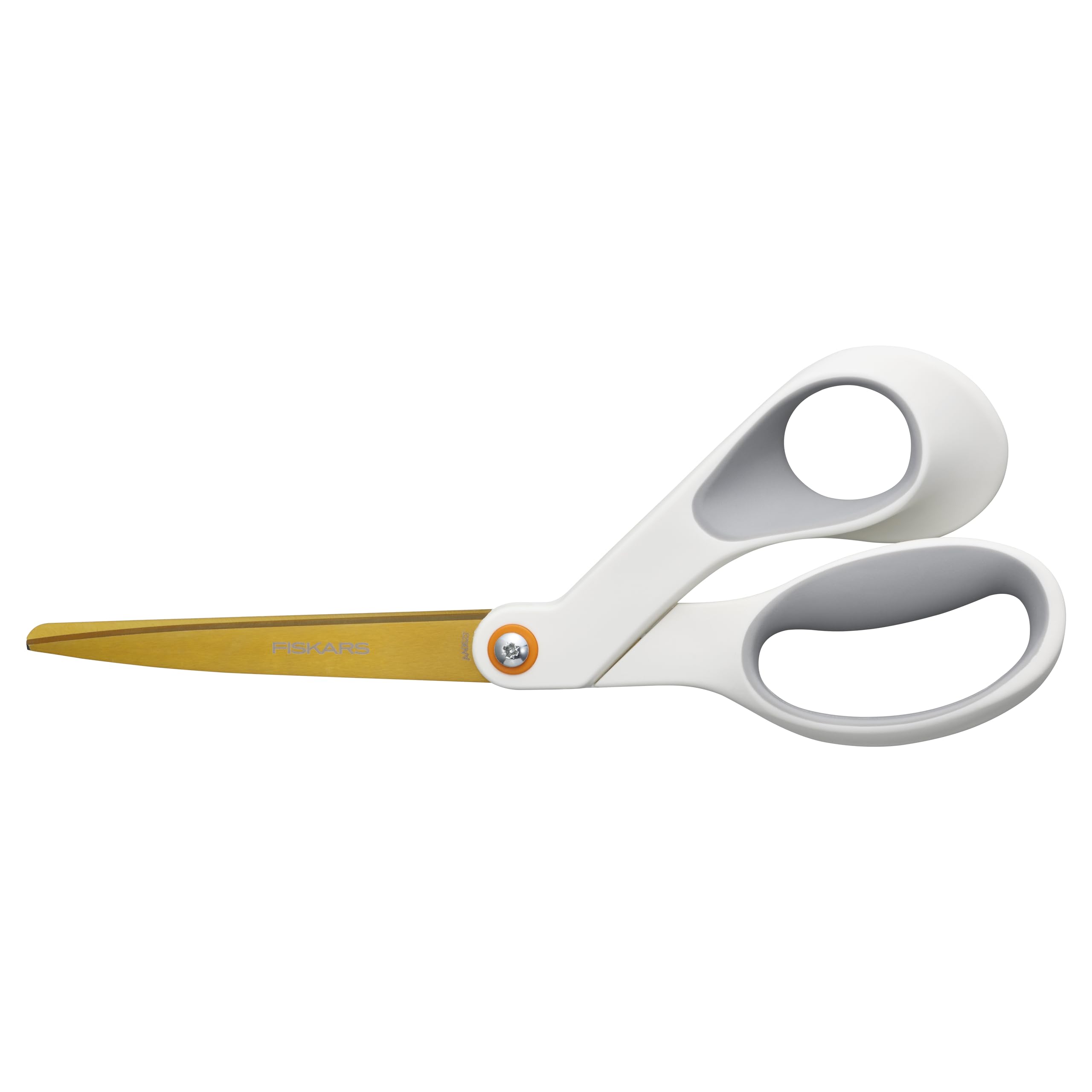 Fiskars SoftGrip Titanium Scissors, Stainless Steel Blades for Paper Crafting and Ergonomic Handle for Comfort and Control in Cutting Tasks, White