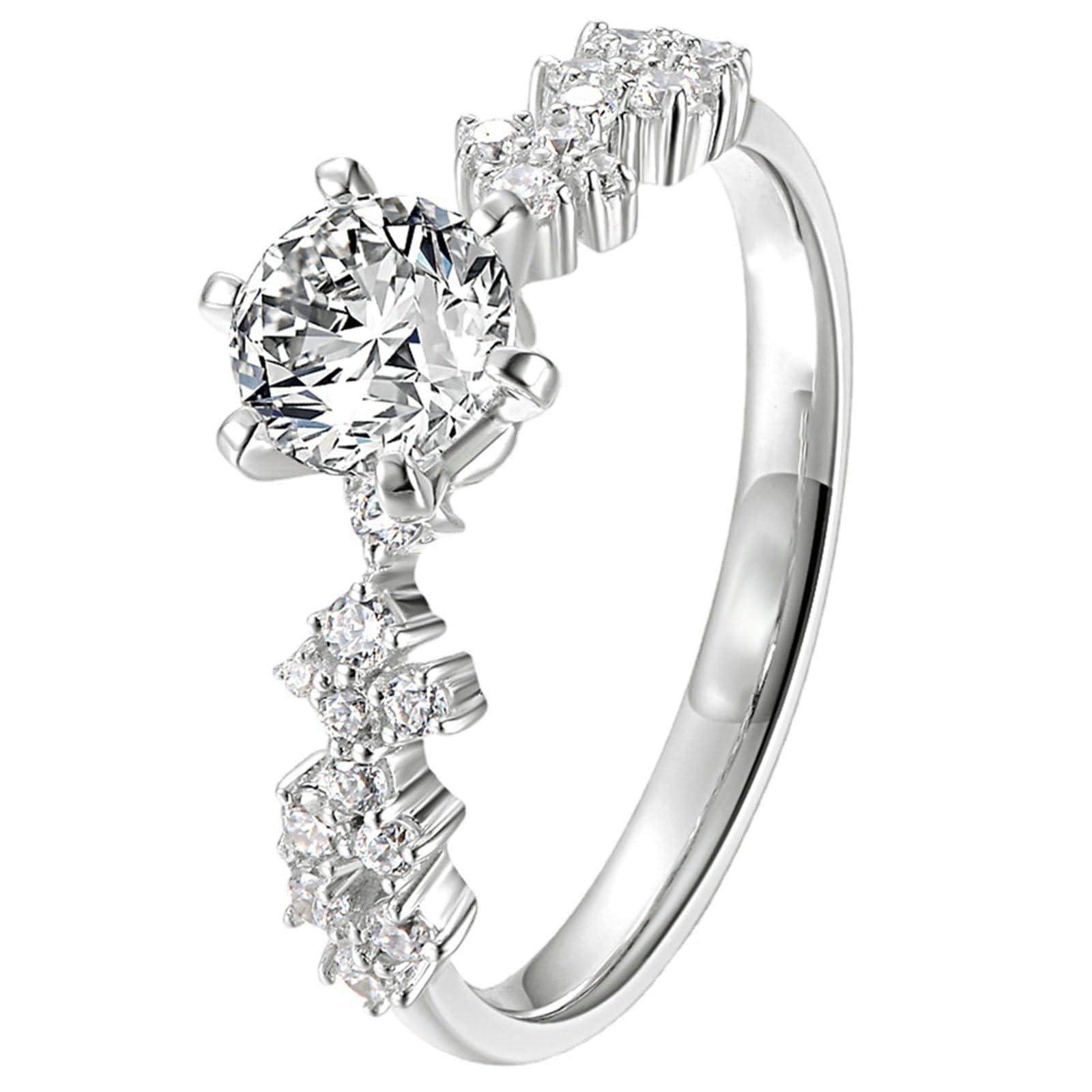 AyoiowWomen Wedding Ring White Gold 14/18K 0.5ct White Round Shape Lab Grown Diamond Ring Engagement Women Unique