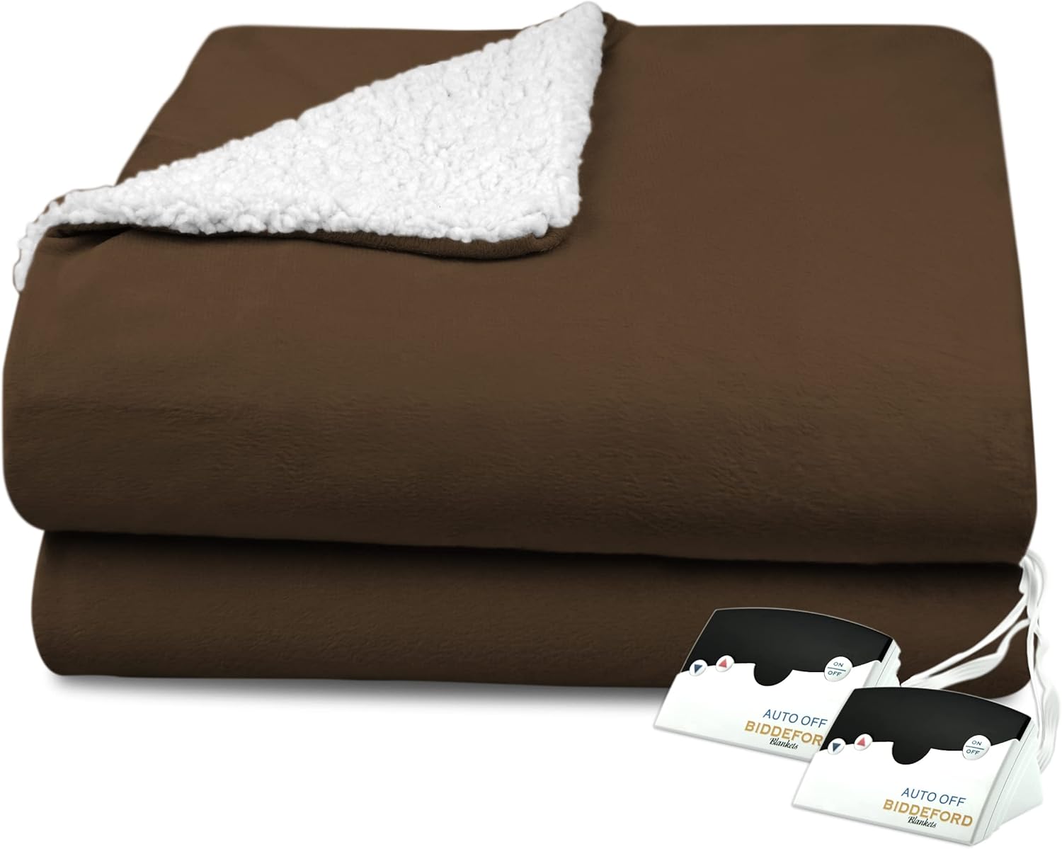 Biddeford Blankets Micro Mink Sherpa Heated Blanket with