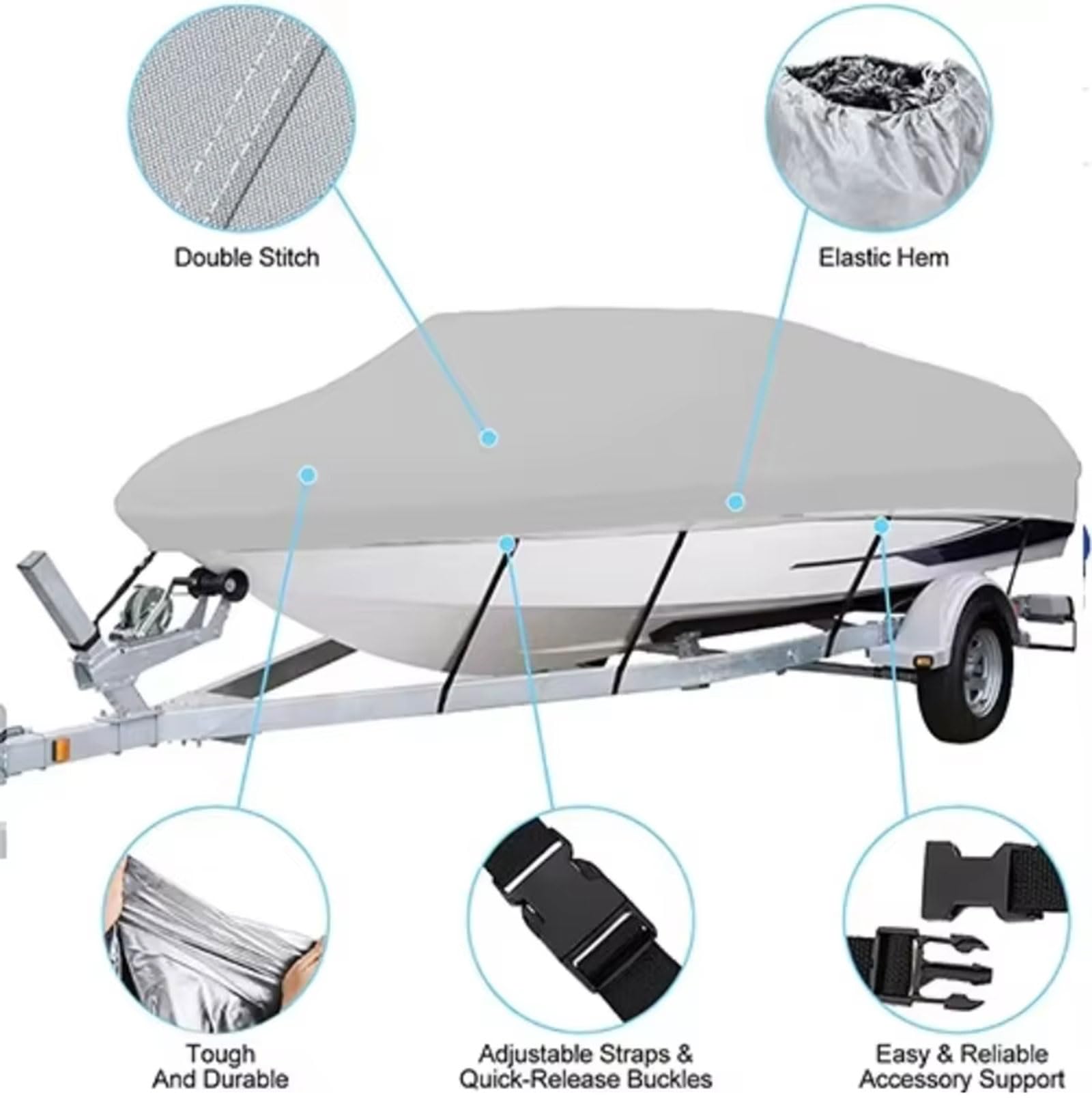 Telo Copri Barca per Lund Tyee 189 GL (2015-2026) | Tessuto Oxford Antivento e Resistente ai Raggi UV Outdoor Storage Cover