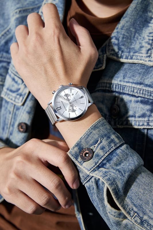 Image of Giordano Analog Chronograph Watch for Men - Round Dial, Date Display Function, Quartz Movement, Water Resistant, Stainless Steel Case & Strap - GZ-50153