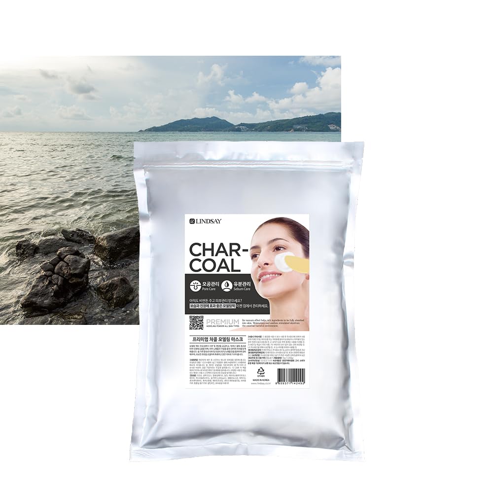 Lindsay - Confezione di maschere modellanti al carbone in polvere, 1 kg (sacchetto con cerniera), maschera facciale in gomma per spa e uso domestico, cura dei pori e supporto per il controllo