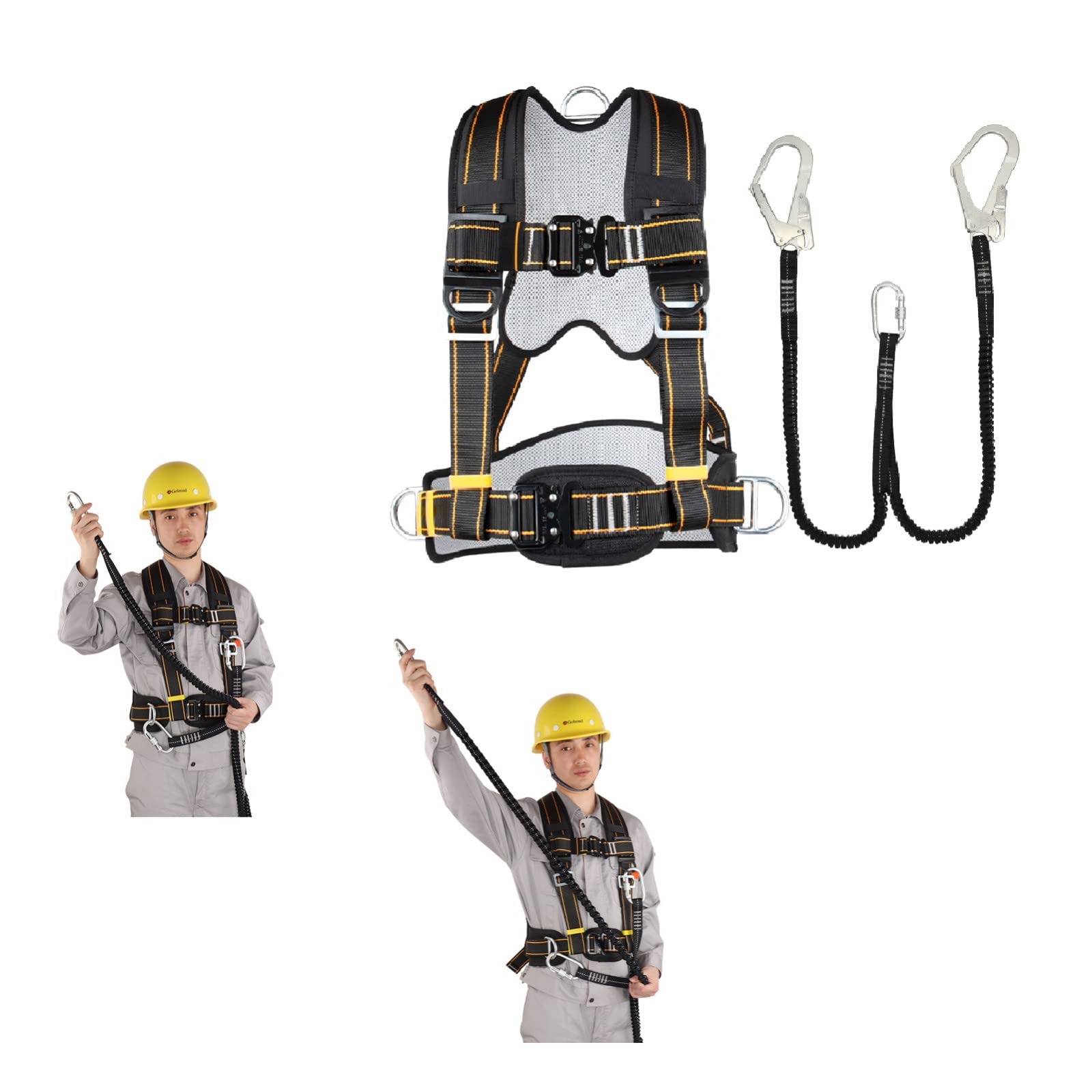 SwaYve Cinturón de Seguridad para Trabajos Aéreos, Arnés de Seguridad para Trabajos en Altura, Kit de Seguridad para Techos de Detención de Caídas, Cinturón de Seguridad de Cuerpo Completo para Trepar