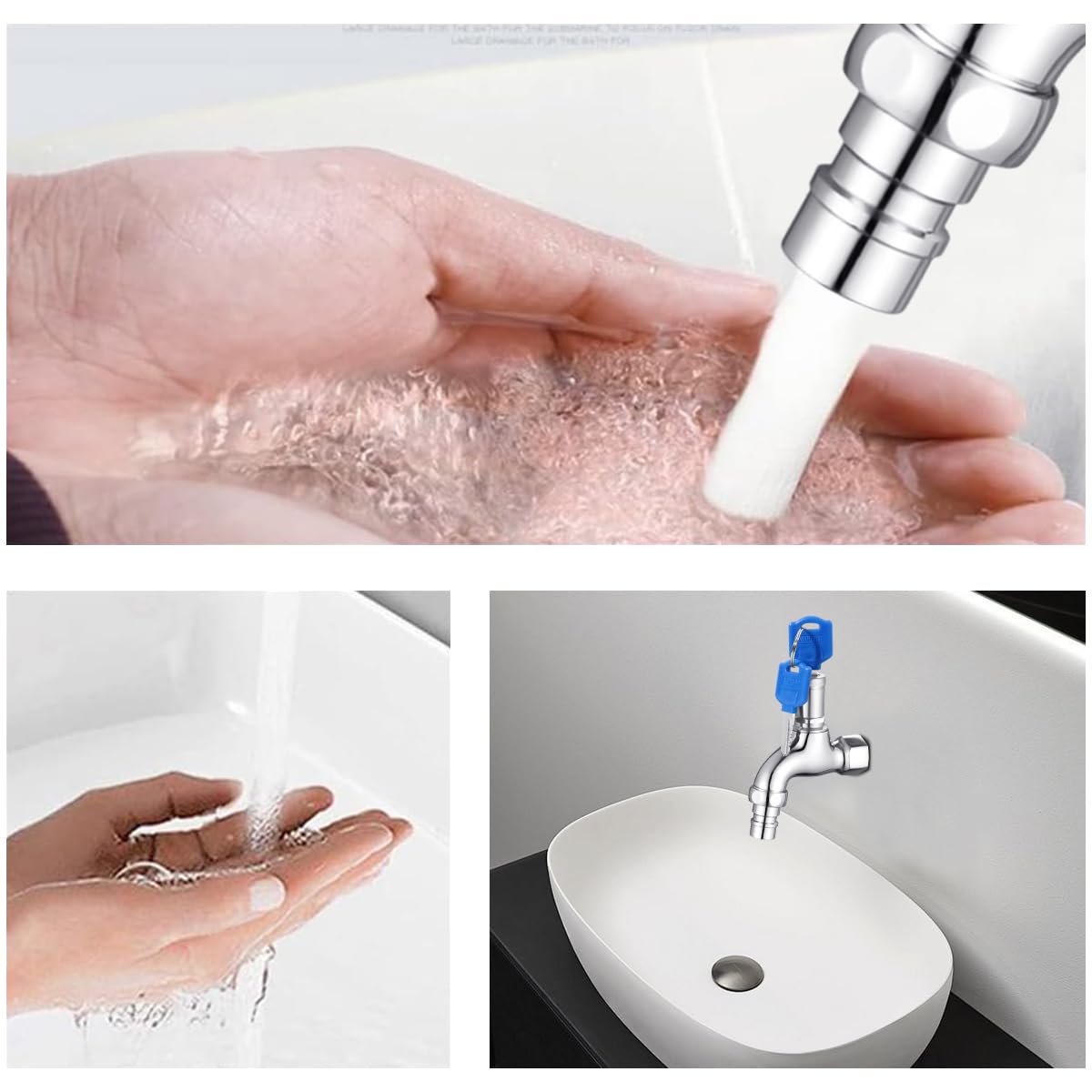 HASTHIP® Outdoor Faucet Lock System Stainless Steel 1/2" Faucet with Integrated Lock & 2 Keys, Universal Connection, Secure Outdoor Watering System for Kitchen, Bathroom, Garden, Commercial Use - Image 5 thumbnail
