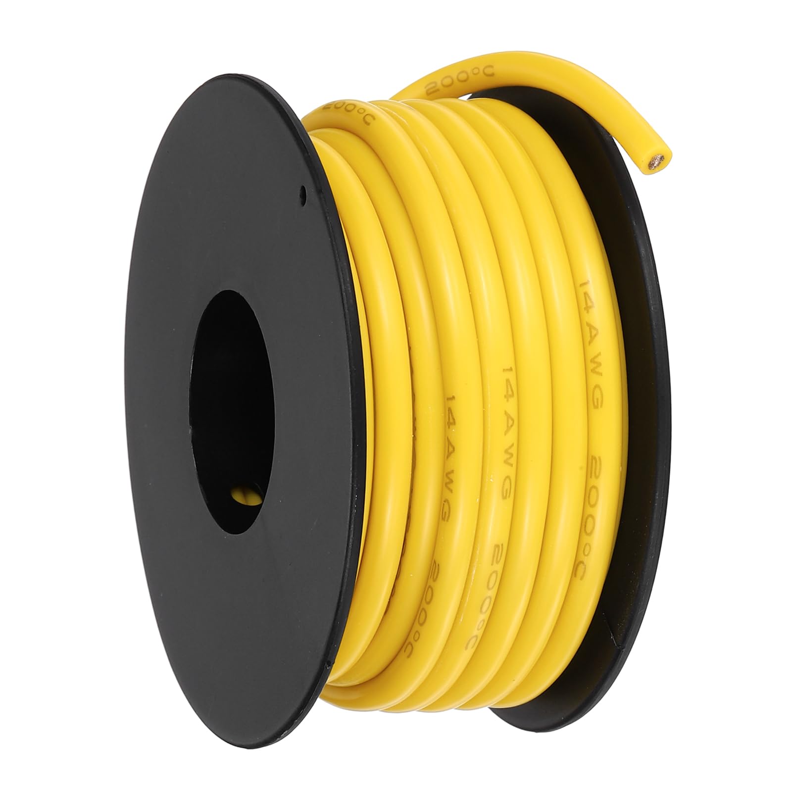 sourcing map 14AWG Flexible Silicone Wire 6m/20ft, 14 Gauge Tinned Copper Electrical Stranded Wire 200 Celsius/392 Fahrenheit High Temperature Hookup Spool for DIY Model Wiring, Yellow