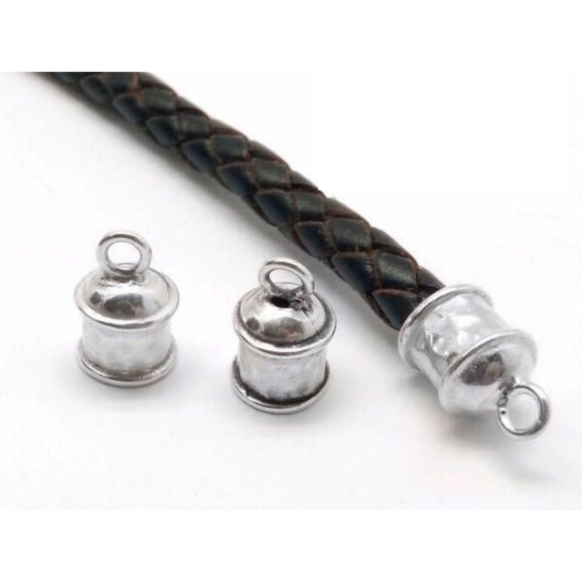Sterling Silver Leather Cord End Cap - Inside Diameter 5.5mm - Secure Finish for Bracelets and Necklaces