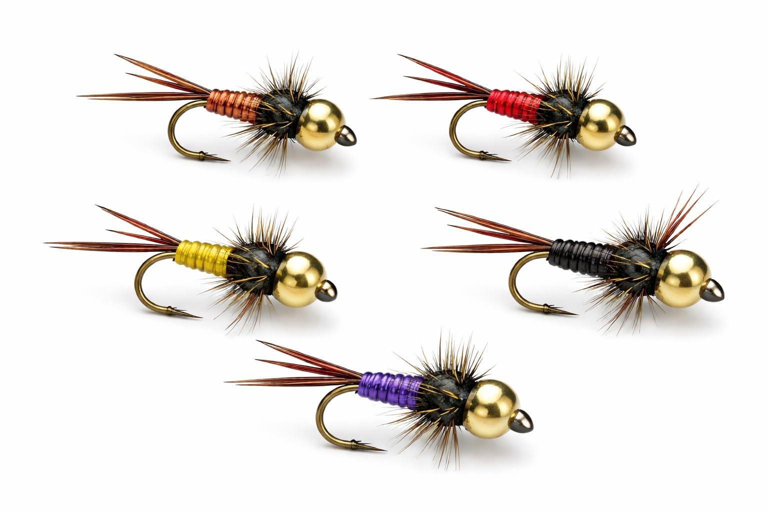 Feeder Creek Copper John Flies Assortment, 20 Wet Flies for Trout, Salmon and Bass, 4 Sizes (12,14,16,18) and 5 Colors Included