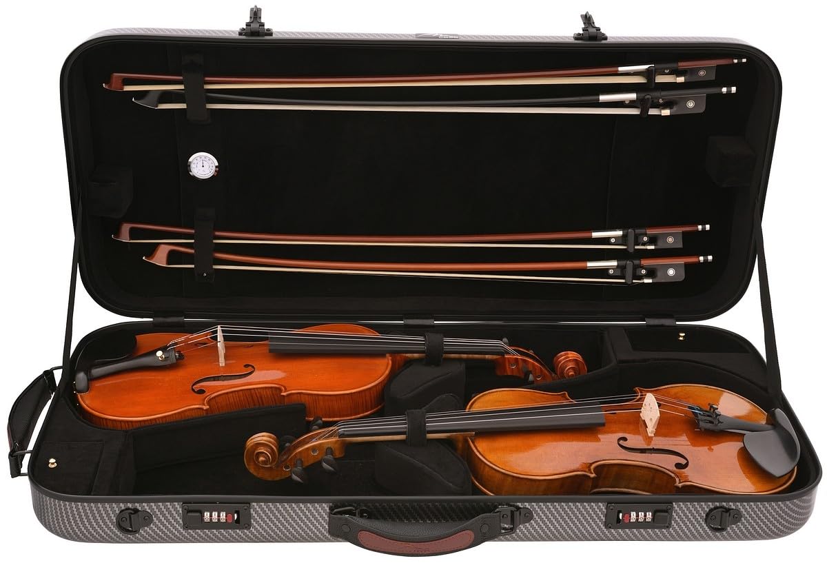 Doppelkoffer für Geige 4/4, Bratsche 36-43 Fiberglass Hybrid Special Schwarz M-case