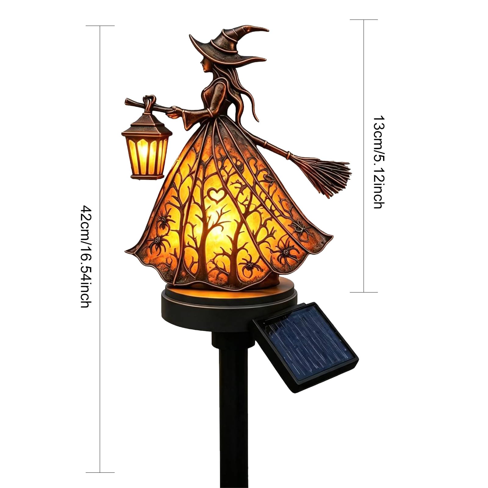Outdoor Solar Witch Lantern Stake Gothic Outdoor Garden Light Halloween