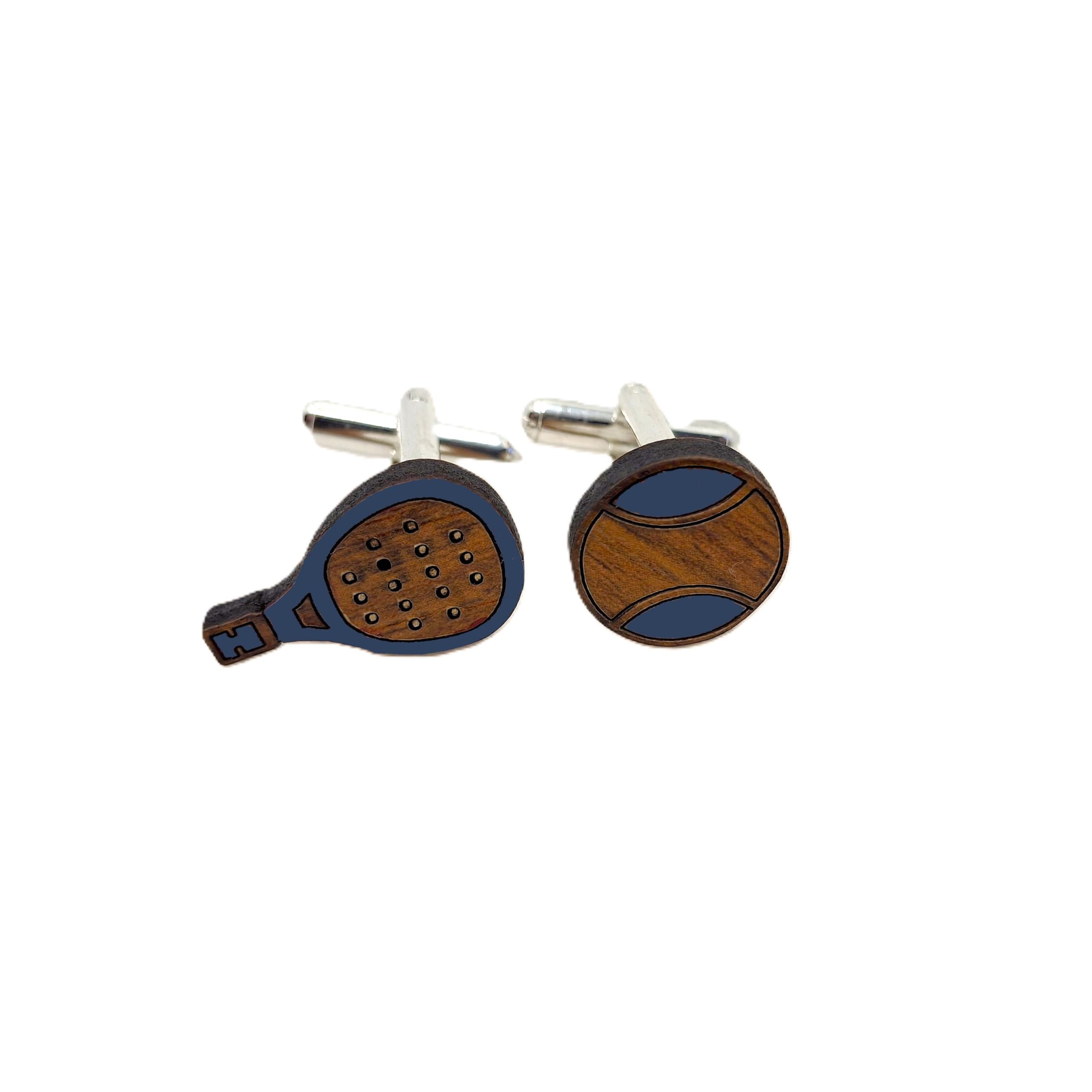 Sastree Gemelos Pádel Raqueta Originales Hombre/Mujer | Edición Limitada Sas365 | Madera Sostenible Pintados a Mano | Joyería Exclusiva y Detalle Deportivo (Azul)