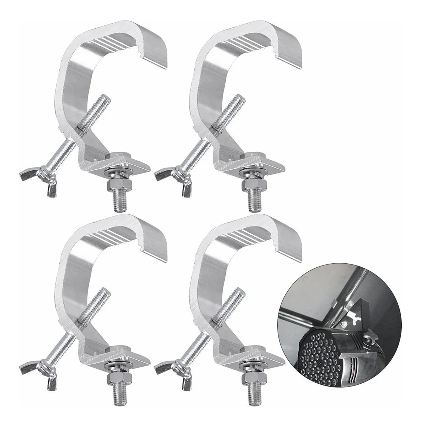 Morsetto Per Luci da Palco Heavy Duty Impedisce Lo Scivolamento Kit di Ganci Per Lampade da Palcoscenico in Alluminio Pressofuso Per Faretti DJ Gancio Per Luci a Testa Mobile 4 Pezzi