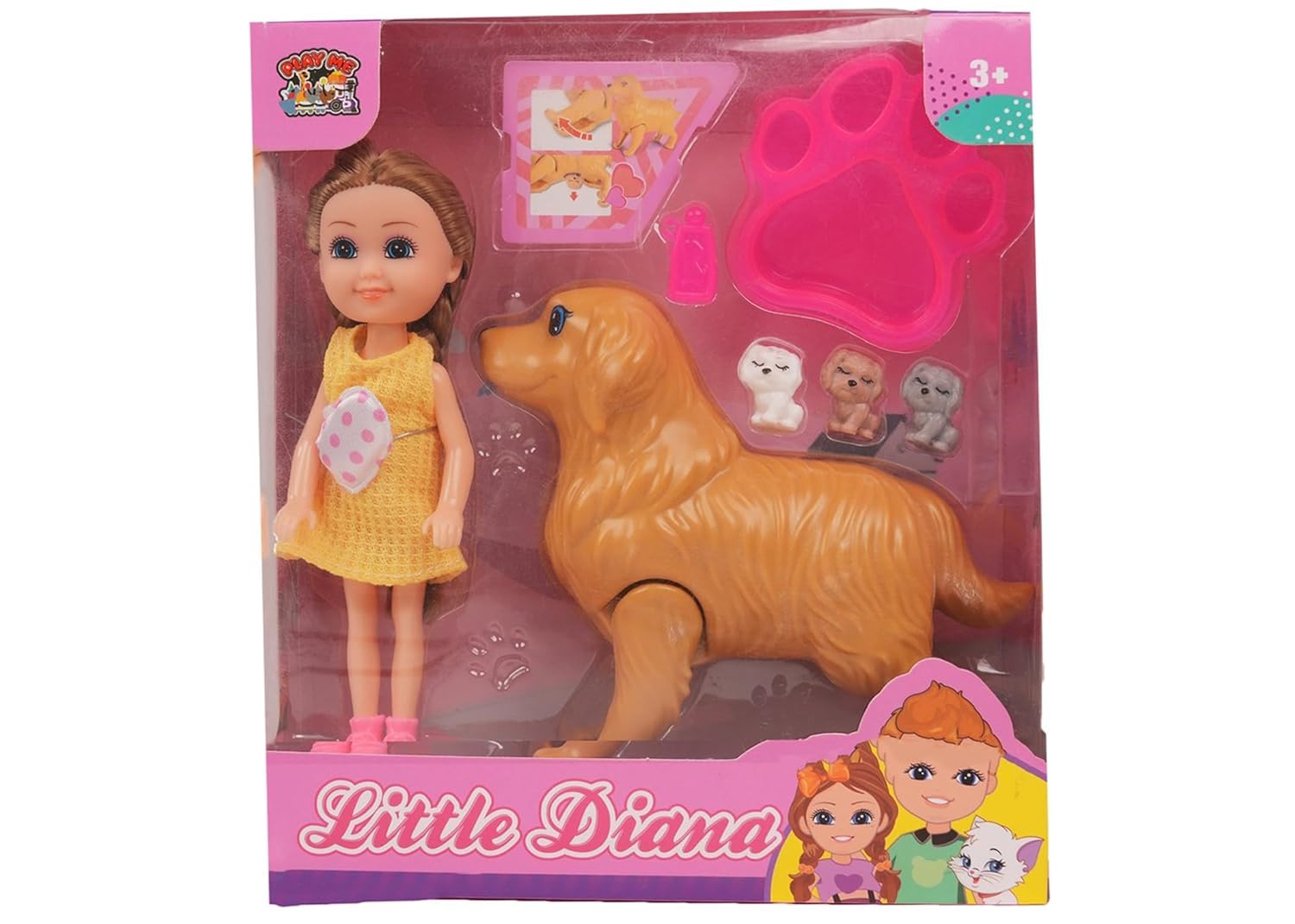 Doll Set | Cute Girl with Dog & Puppy | Fun Pretend Play Toy Set, Multicolor-image-49