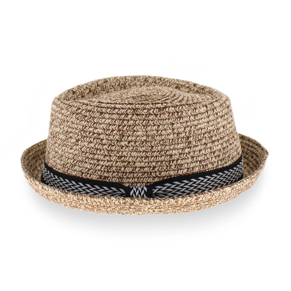 Belfry Men/Women Summer Straw Pork Pie Trilby Fedora Hat in Blue, Tan, Black