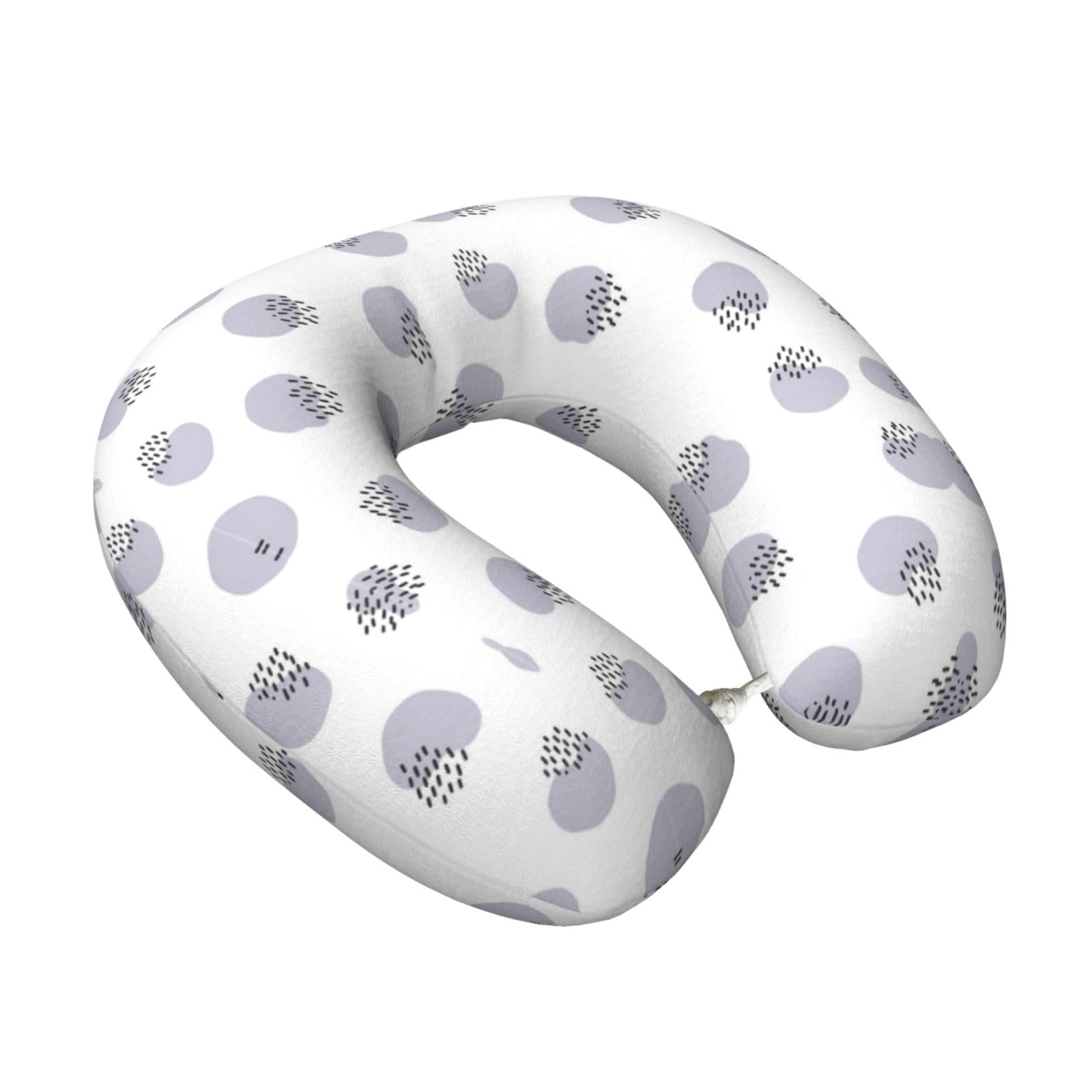 U-Shaped Memory Foam Travel Pillow Cow Print Purple, Neck and Chin Support for Rest on Airplanes and Long Drives
