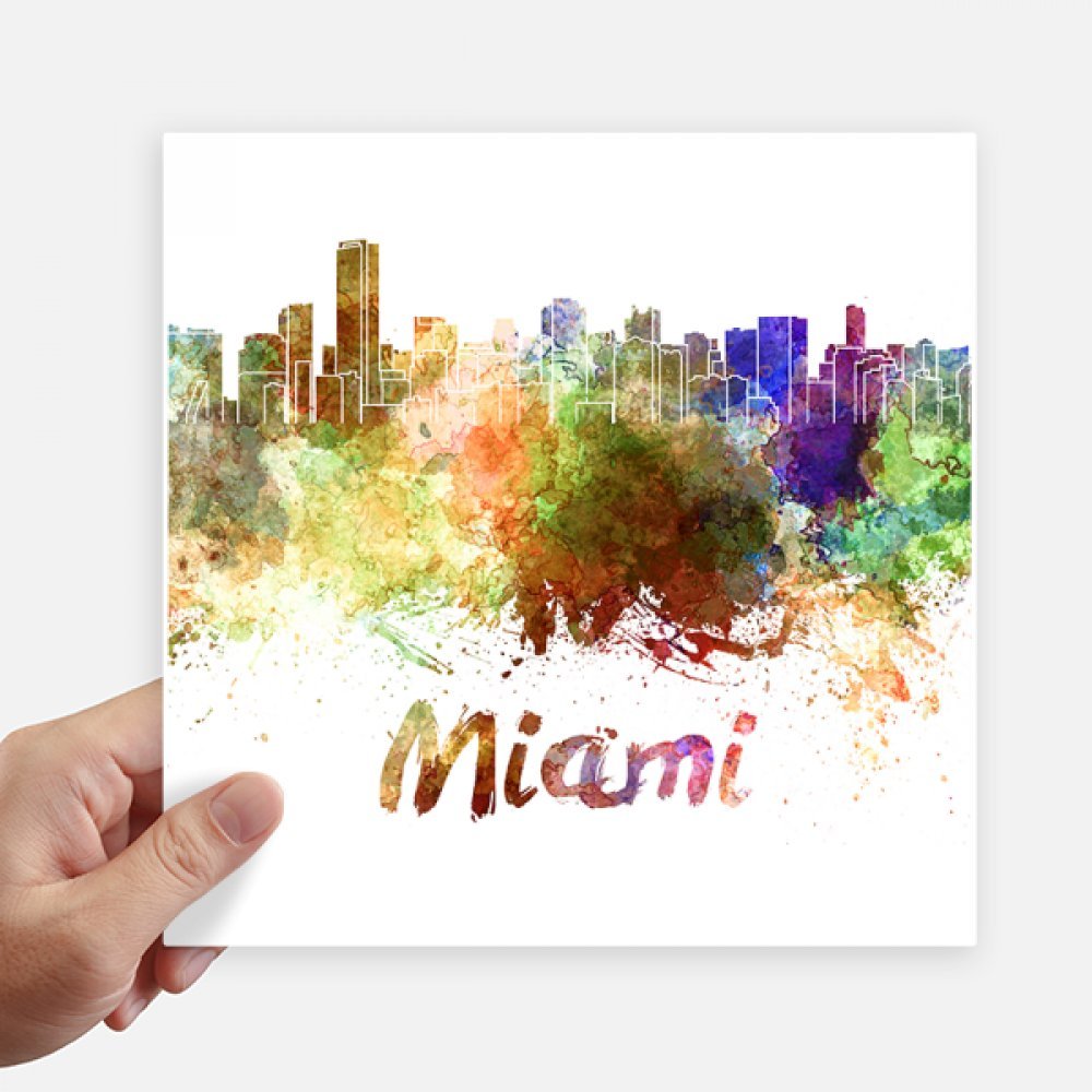 Autocollant Miami aquarelle 20cm pour reconnaître sa valise sur le tapis