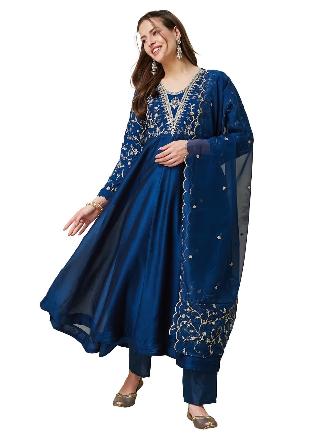 mokosh Women's Embroidered Anarkali and Pant with Dupatta Set(DM-471)-picture-12