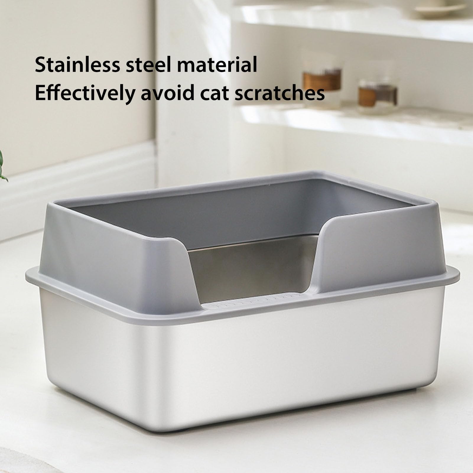 Roestvrij Stalen Kattenbak met Open Bovenkant, Hoge Zijkant Anti-spat Metalen Uitvoering, Groot met Schep, 19,69 X 13,78 X 7,87 Inch, voor Kleine Middelgrote Katten Roestvrij Stalen Kattenbak met Open Bovenkant, Hoge Zijkant Anti-spat Metalen Uitvoering, Groot met Schep, 19,69 X 13,78 X 7,87 Inch, voor Kleine Middelgrote Katten