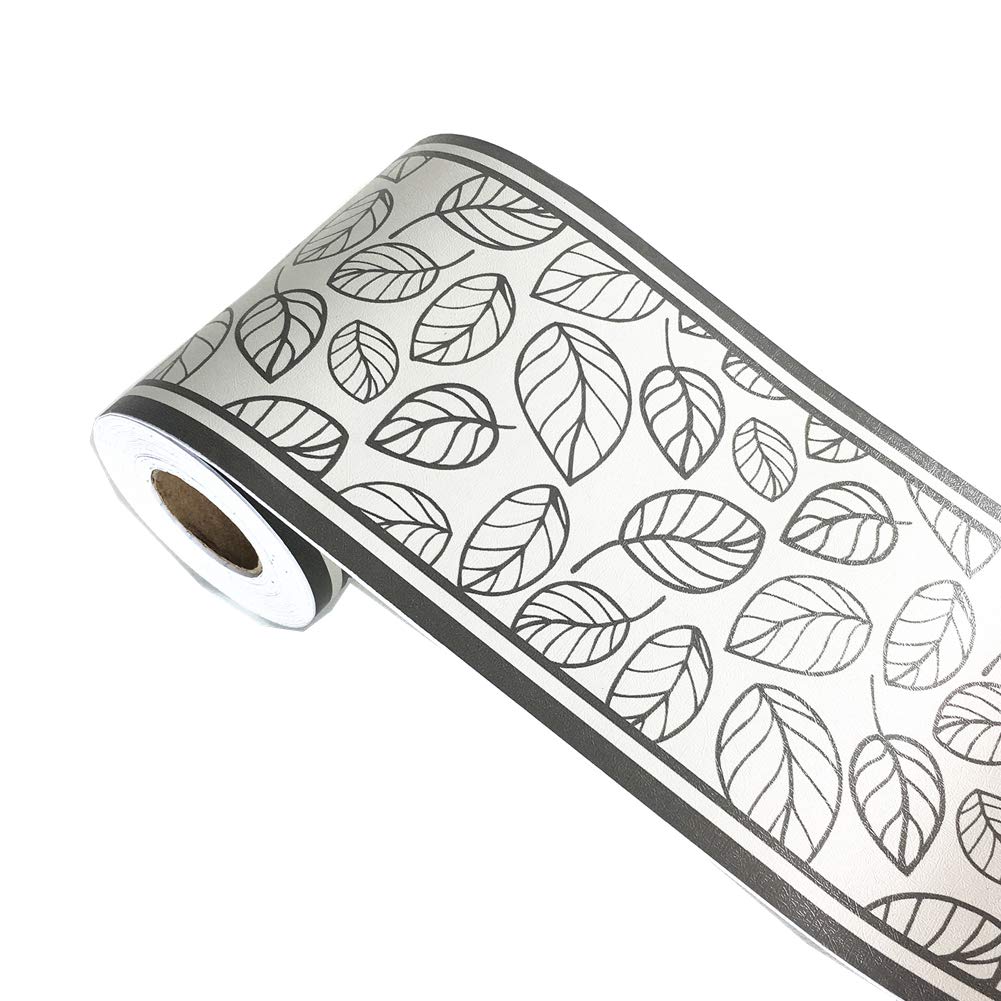Wdragon Green Elegant Leaf Foral Pattern Wallpaper Border Peel Stick Wall Decal Sticker Bathroom Kitchen Ceiling Border,Waterproof Removable 10Cm By 10Meters