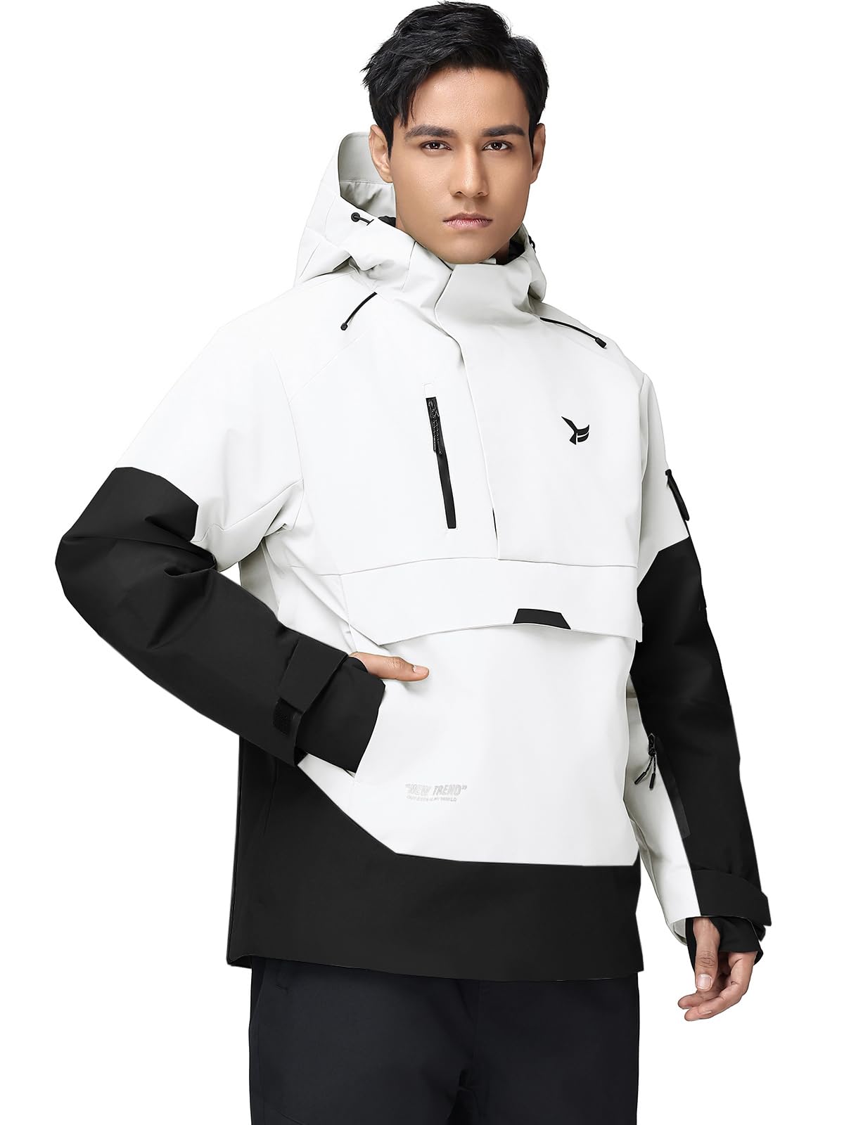 HOTIAN Giacca da sci da uomo calda impermeabile traspirante Sci Termici Giacca Multi-Tasche Adatto Per Sport Invernali E Attività Outdoor In Montagna Antivento con cappuccio rimovibile
