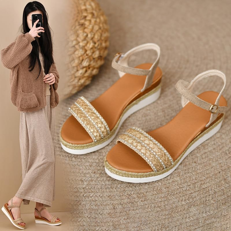 Women's Large-Size Flats – Closure with Woven Wedge Heel, Fashionable Casual Style for All-Day Comfort2