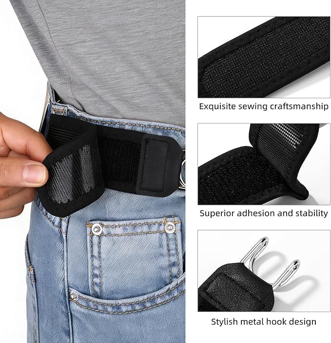 DRAYA DEAL'S Buckleless Elastic Belt Invisible No-Buckle Stretch Belt with Metal Hooks for Men & Women Adjustable Lazy Waistband for Jeans and Trousers (1 PAIR)