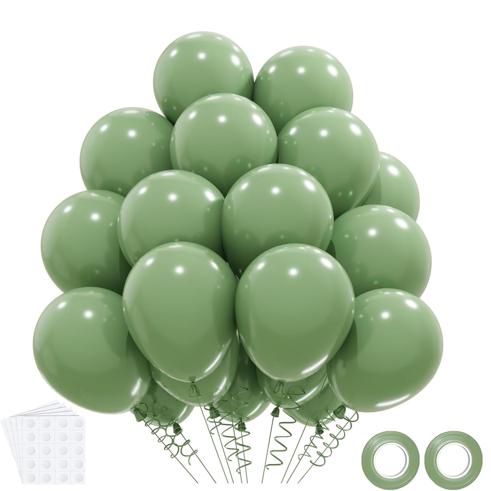 Green Balloons 120 Pcs 12 Inch Round Latex Party Pastel Balloons (Green)