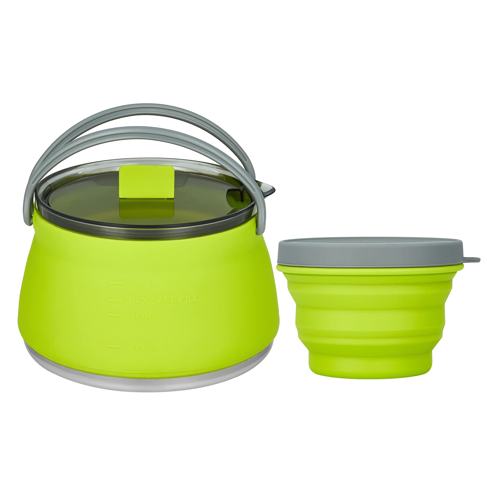 EEZEE 1L Collapsible Camping Kettle Portable Travel Kettle Folding Silicone Camping Cook Pot Foldable Compact Hiking Water Boiler and Warmer with Lid BPA-Free Backpacking Pot