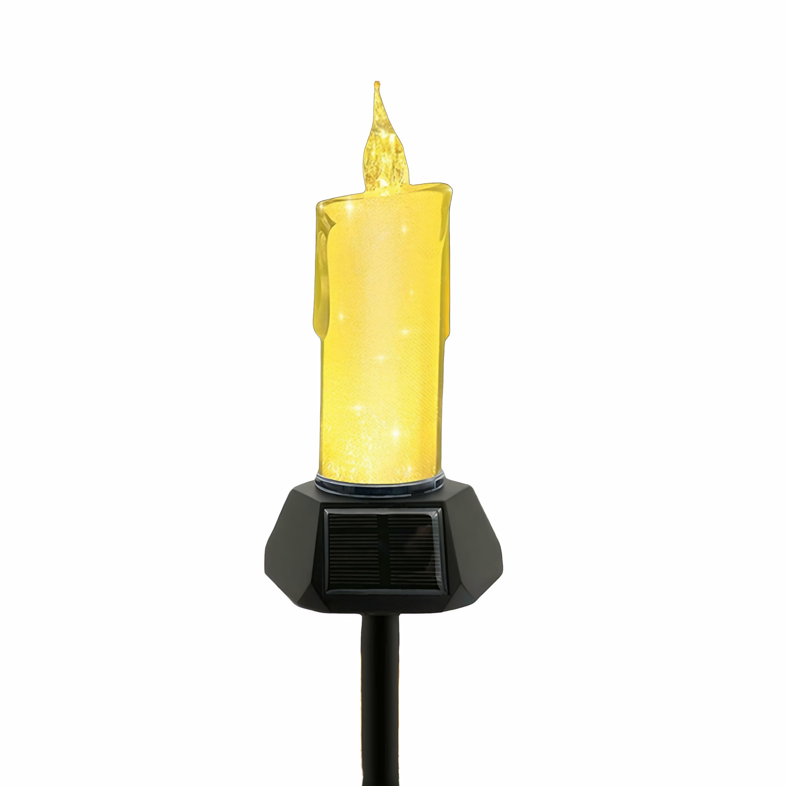 Mengshen Solar Candle Light Crystal Style with 3 Panels IP65 Waterproof Auto On/Off LED Flame Effect Includes Ground Stake for Garden