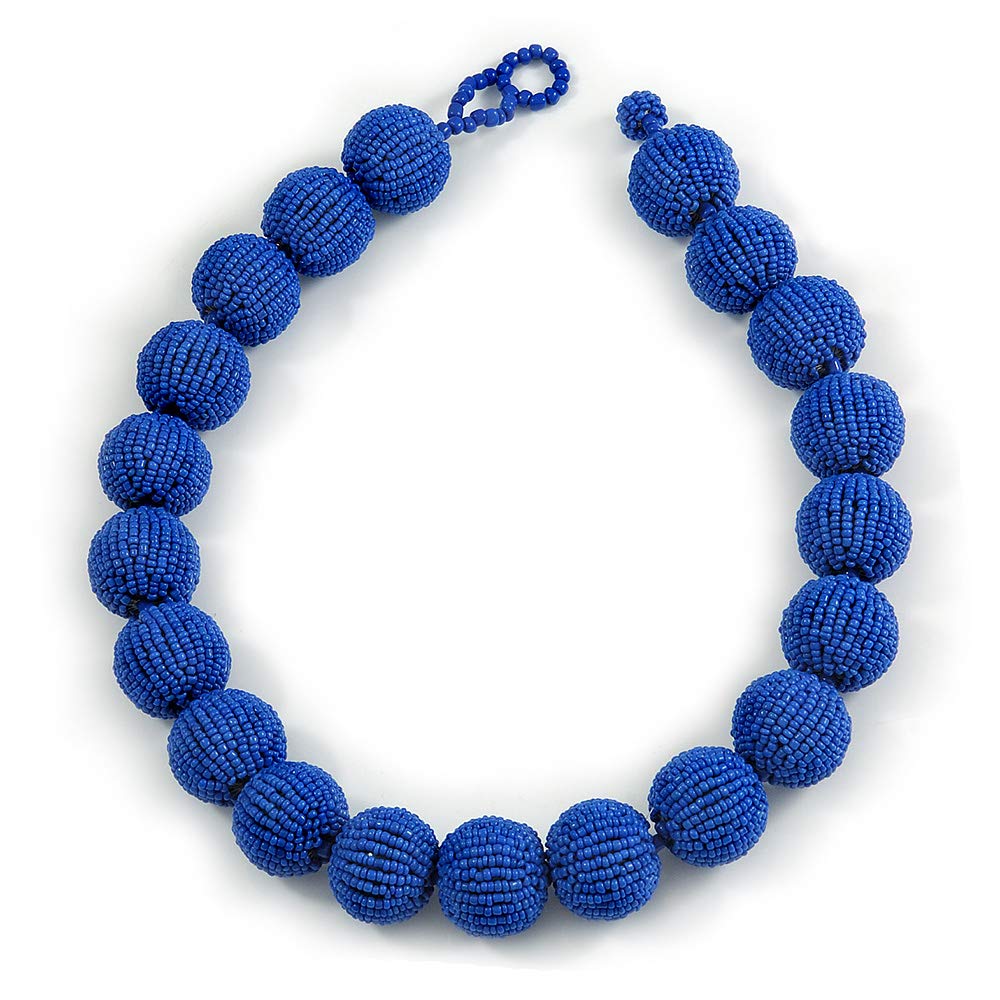 Avalaya Inky Blue - Collana con perline di vetro, lunghezza 60 cm, colore: Blu