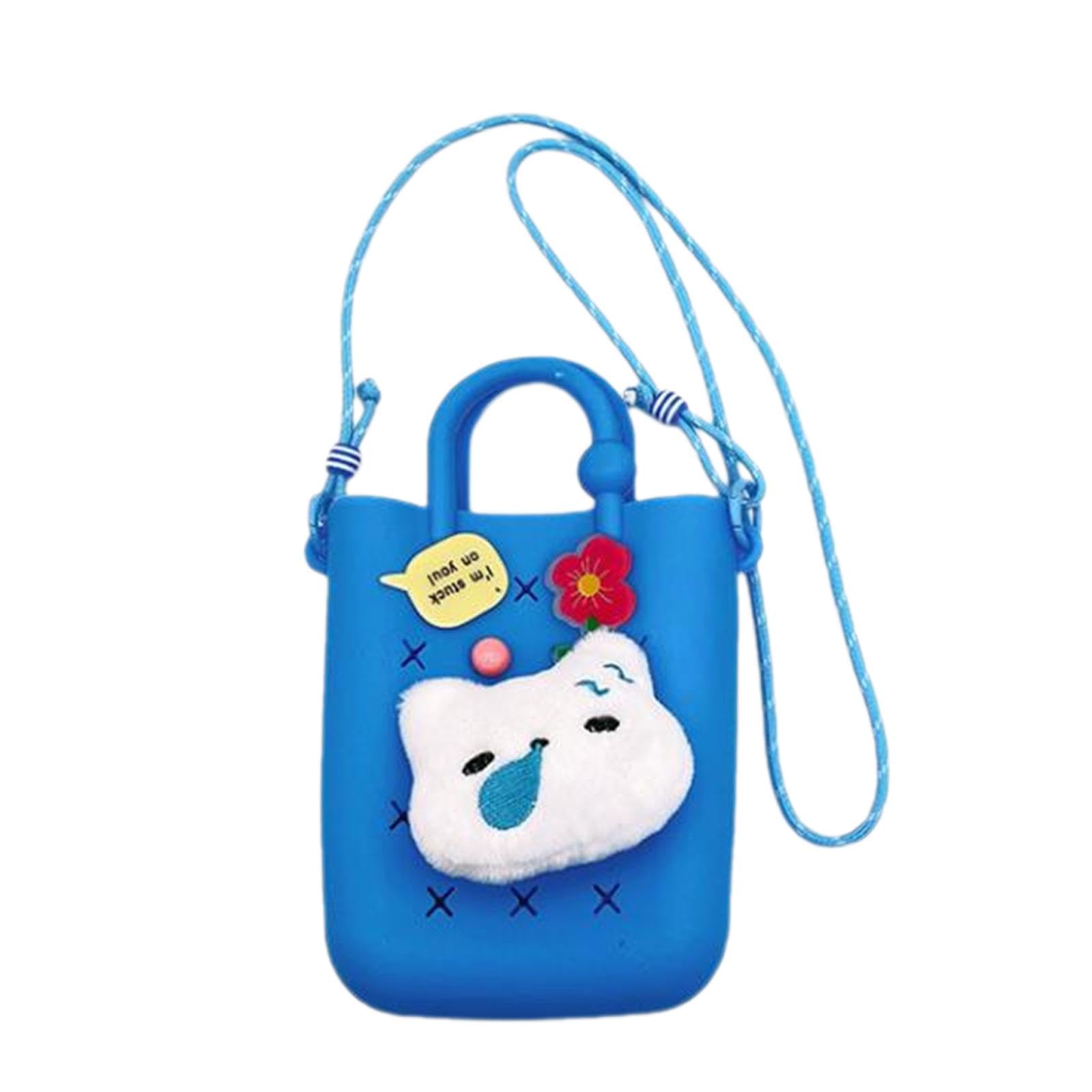 Silicone Shoulder Purse Lightweight Crossbody Bag for Shopping Spring Summer Blue-image-0
