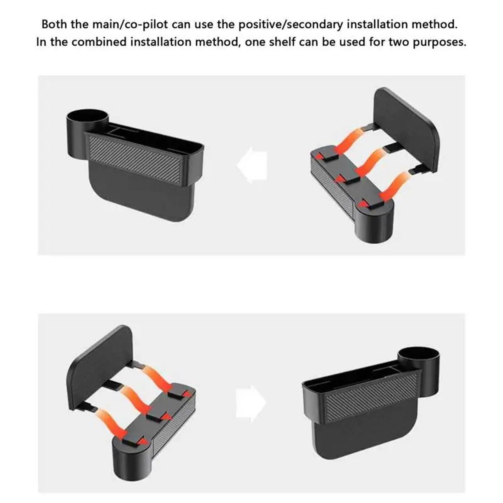 Car Seat Gap Organizer Easy To Apply Between Side Pockets With Cup Holder