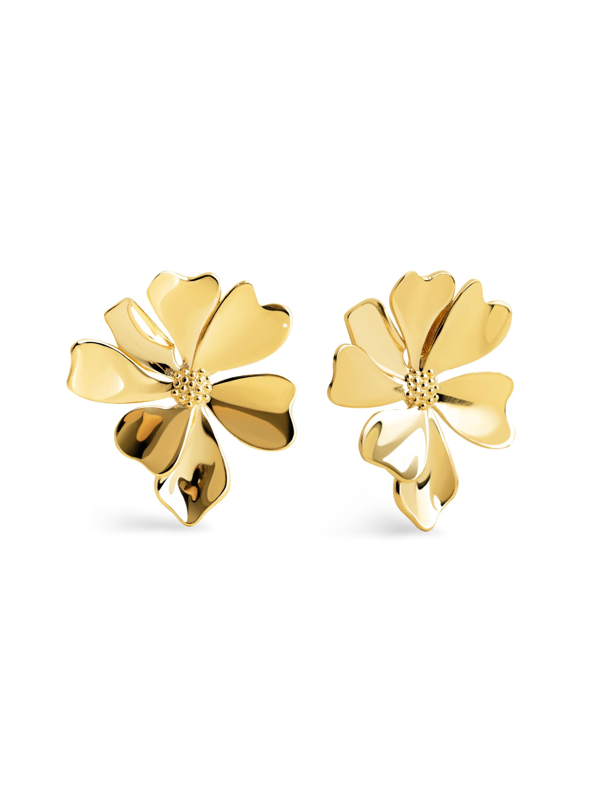 SINGULARU Orecchini Clover A Trifoglio, Ottone Placcato Oro 18Kt Con Cristalli, Gioielli Donna, Regalo