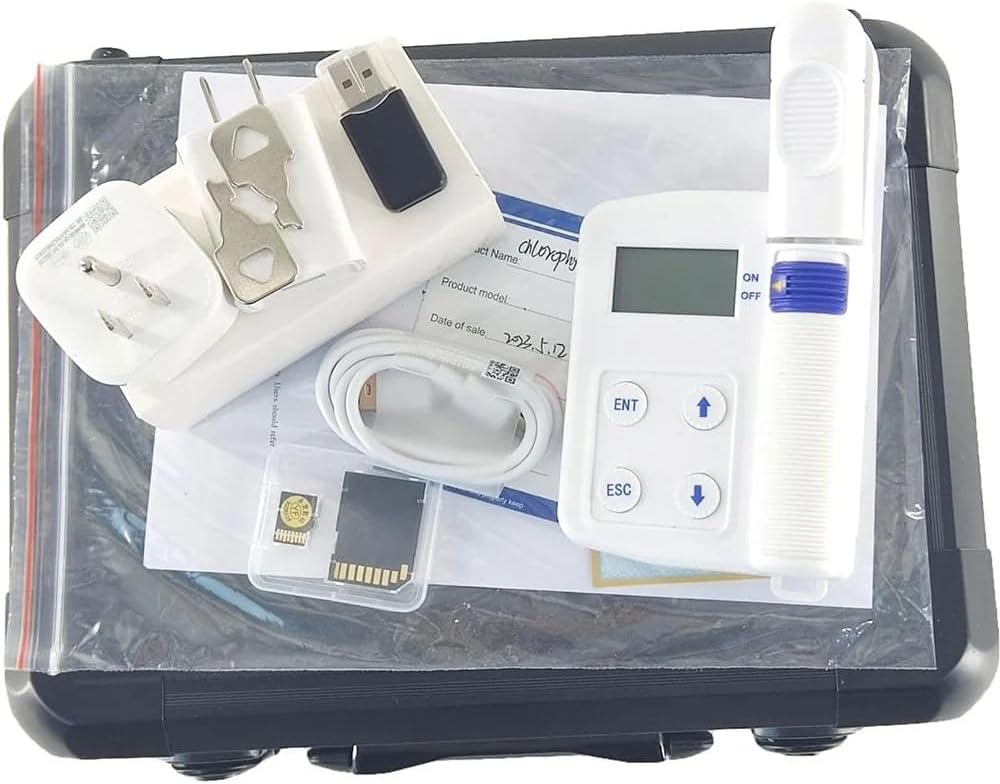 Digital Plant Chlorophyll Content Meter Unit SPAD Plant Greenness Level For Measuring Instantly Relative Chlorophyll Content with Measuring Range 0.0 to 99.9 SPAD 2GB SD Card Data Storage